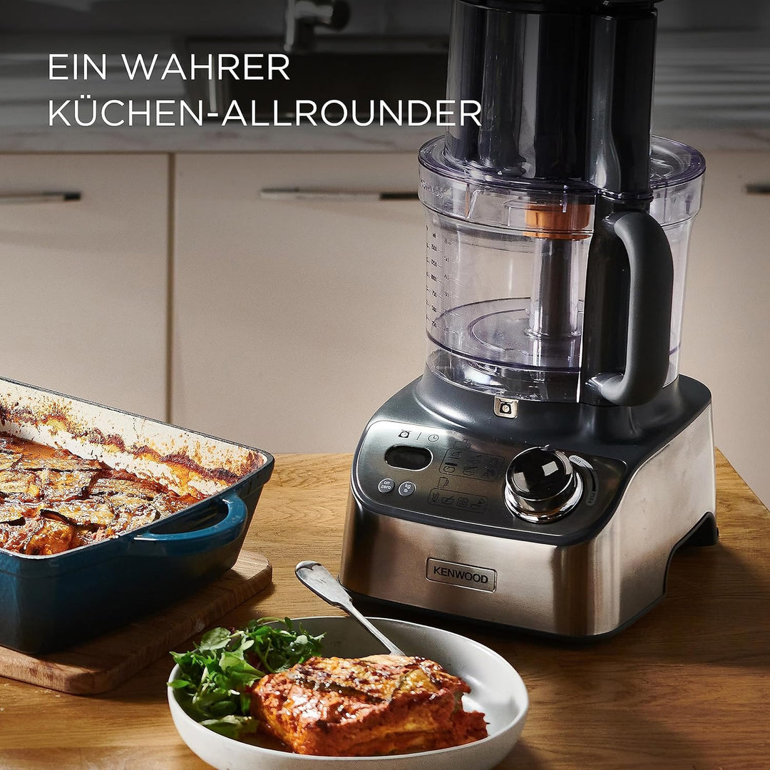Kenwood MultiPro XL Weigh+ FDM72.990SS Kompakt-Küchenmaschine mit integrierter Waage & Timer, Expres
