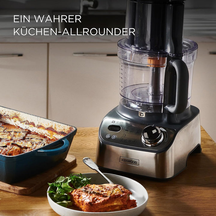 Kenwood MultiPro XL Weigh+ FDM72.990SS Kompakt-Küchenmaschine mit integrierter Waage & Timer, Expres