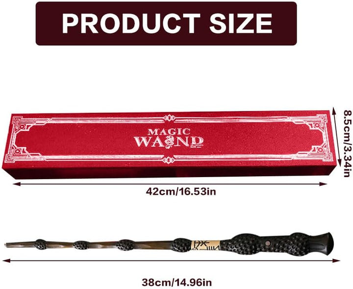 Dumbledore Zauberstab mit Licht, Elderstab Leuchtend, Wiederaufladbar Magic Wand Set mit Landkarte,