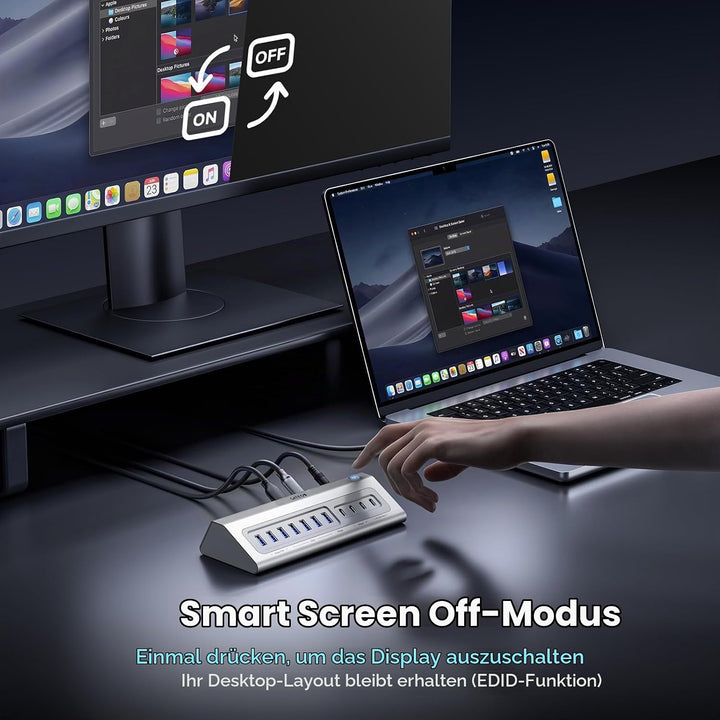Gitfos C1 PRO USB C Hub HDMI 4K@60Hz mit Netzteil, 18-in-1 USB C Docking Station mit Smart Button, 1