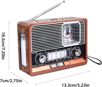 Tragbares Vintage Radio, AM FM SW Old Fashion Classic Style Bluetooth Radio, Multifunktionales Retro