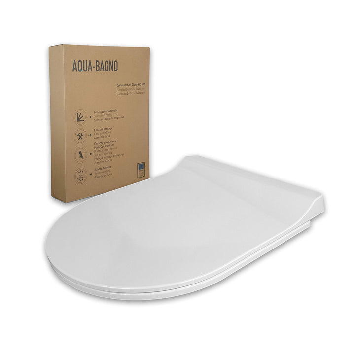 Aqua Bagno | Flacher Toilettendeckel & WC-Sitz mit Absenkautomatik, abnehmbarer Klodeckel D-Form, Un