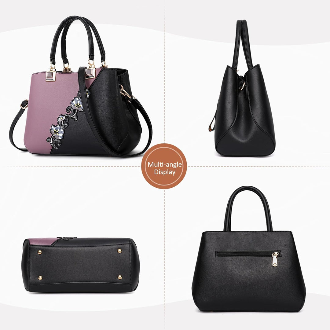 DIRRONA Damen Handtasche Mode Blumenmuster Schulterbeutel Grosse Kapazität Umhängetasche Casual Reis