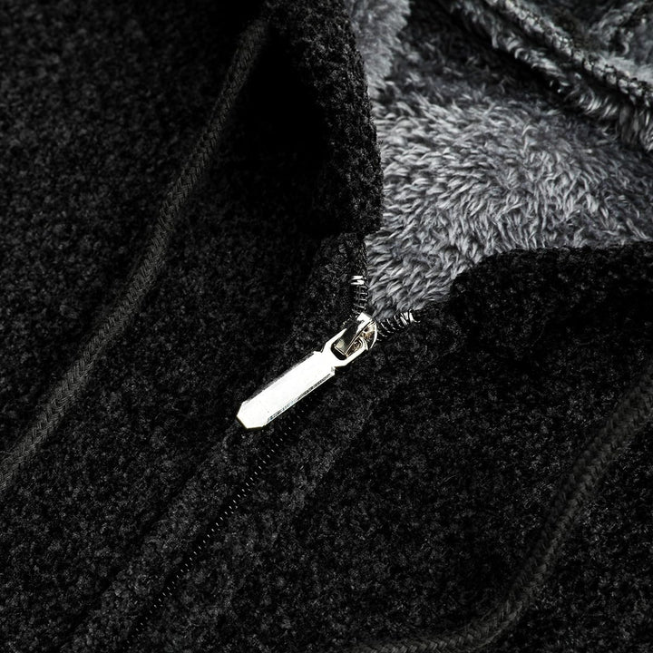 Allthemen Herren Strickjacke mit Kapuze Lang Gefüttert Cardigan Grobstrick Kapuzenjacke Kapuzenpullo