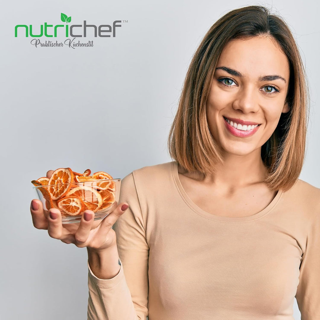 Nutrichef Dörrautomat 5 Einschübe – Schwarz BPA-freies Dörrgerät für Fleisch, Obst, Pilze & Gemüse,