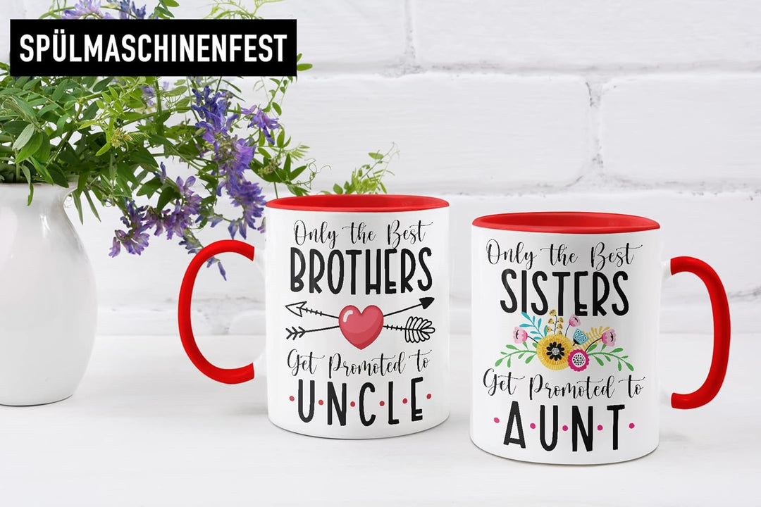 Trendation - Ihr werdet Onkel und Tante 2023 Tassen Set Geschenk Schwangerschaft Verkünden Baby Über