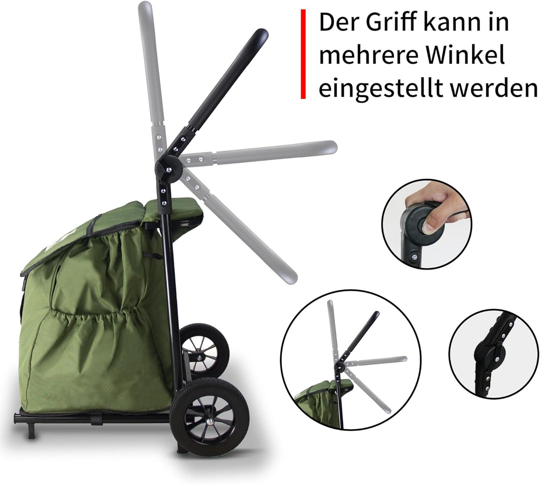 Einkaufstrolley, Klappbarer bis 50kg Einkaufswagen 120L Einkaufstasche Shoppingtrolley Handwagen für