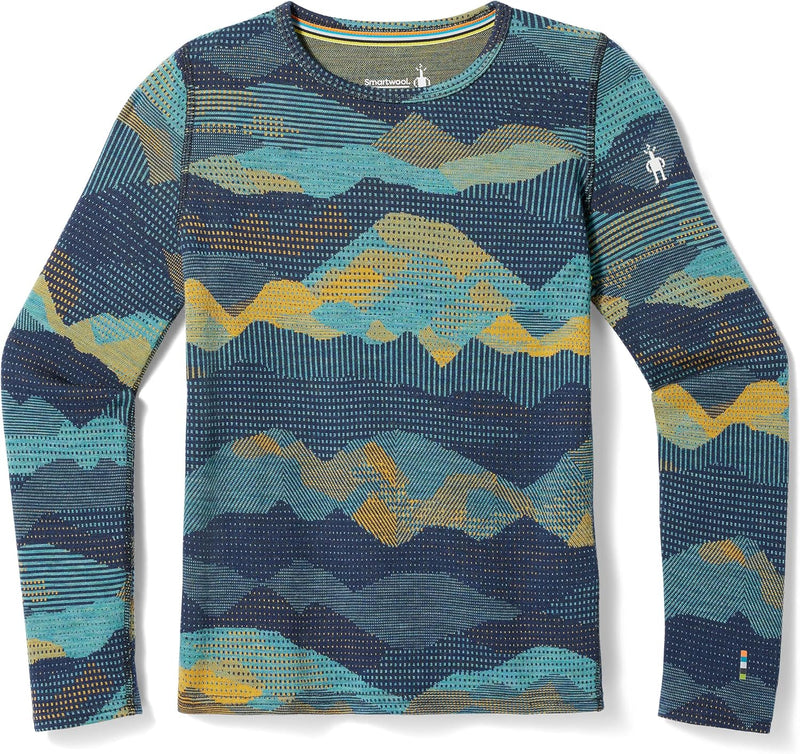 Smartwool Kinder Langarmshirt Crew L Blueberry Mtn Scape, L Blueberry Mtn Scape