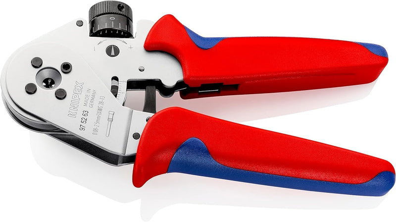 Knipex Vierdornpresszange für gedrehte Kontakte verchromt, mit Mehrkomponenten-Hüllen 180 mm 97 52 6