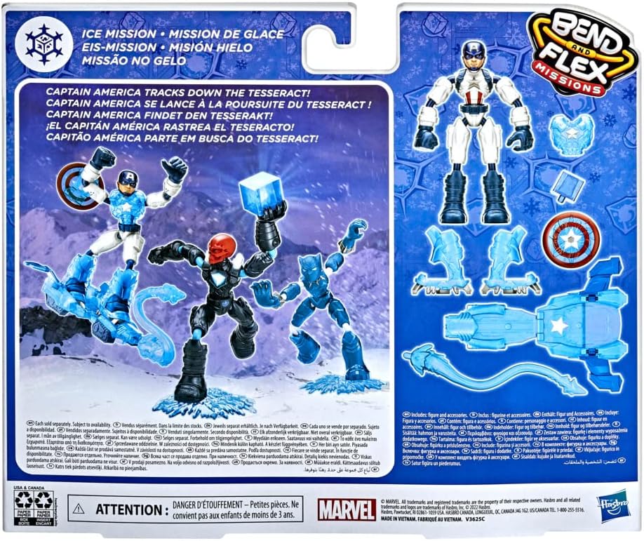 Hasbro Marvel Avengers Bend and Flex Missions Captain America Ice Mission Figure, 15-cm-Scale Bendab