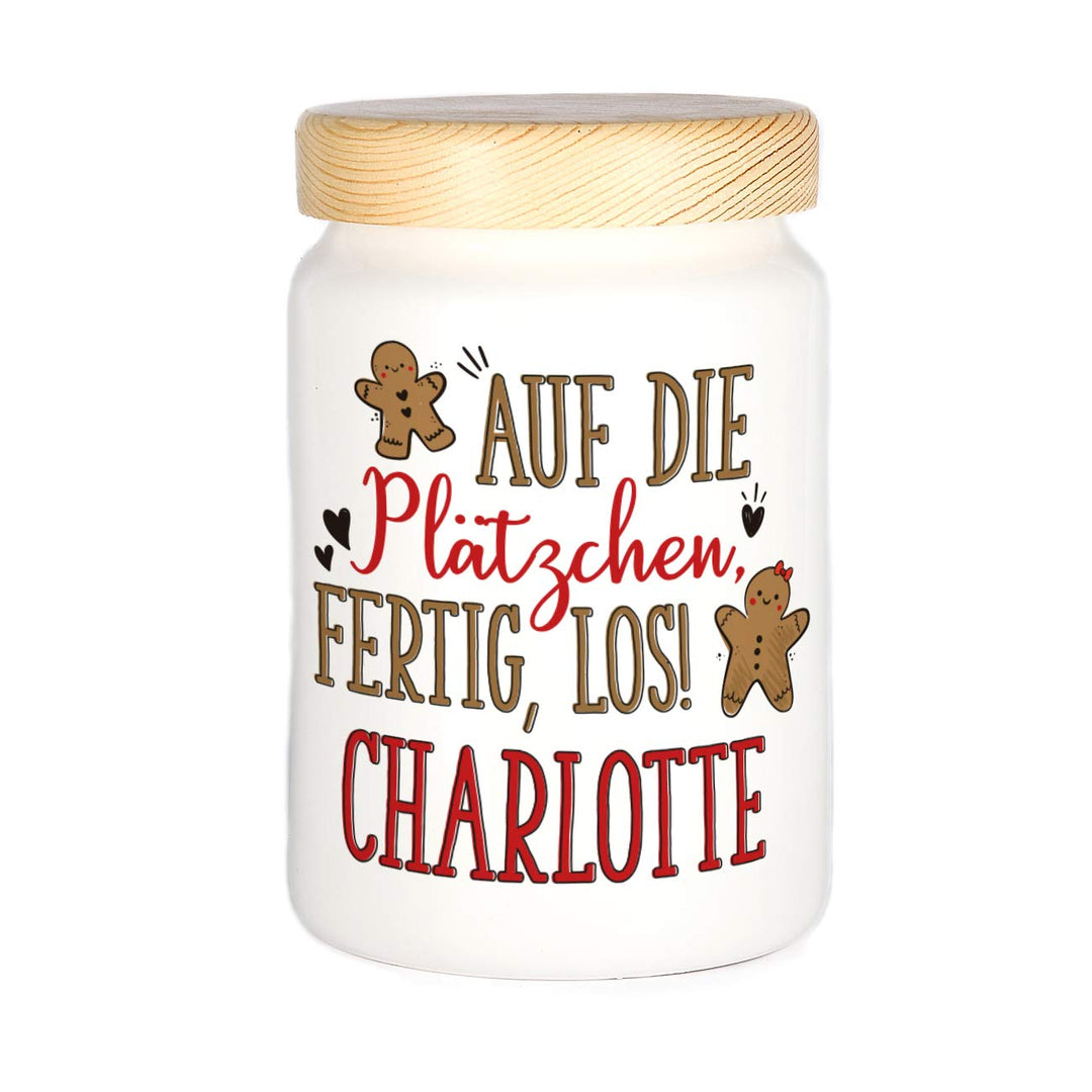Herz & Heim® Keksdose personalisiert mit Ihrem Wunschnamen zu Weihnachten für Ihre Plätzchen (Lebkuc