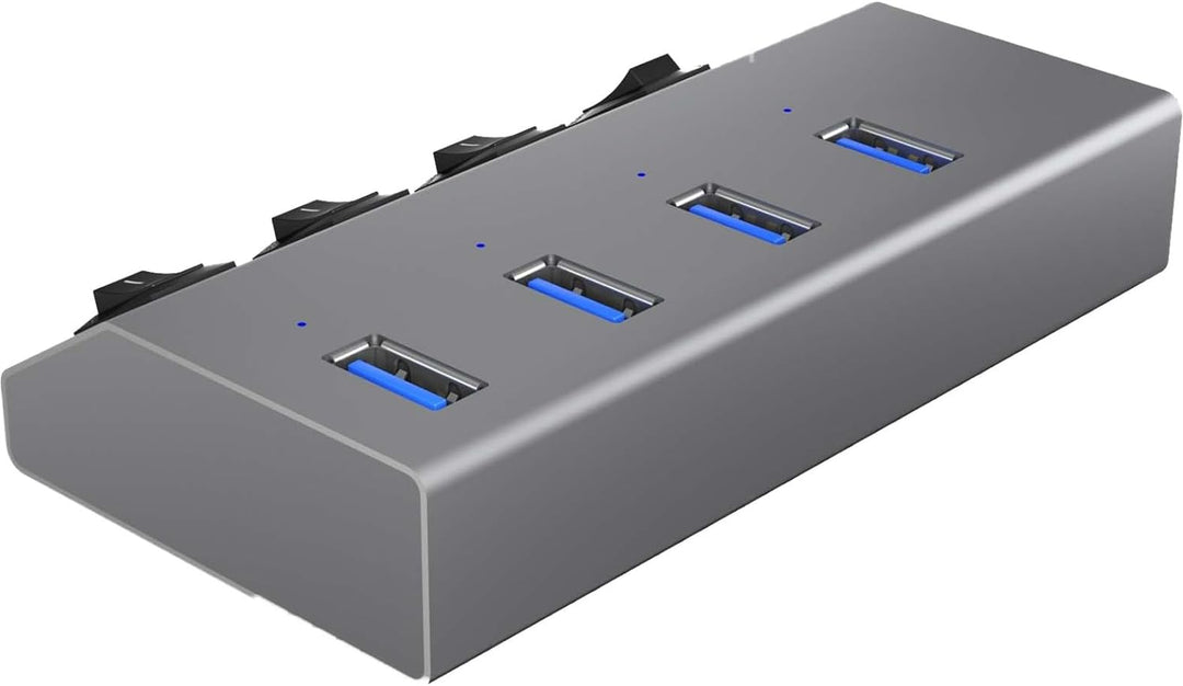 ICY BOX IB-Hub1405 4-fach USB 3.0 Hub und Ladegerät, An-/Ausschalter für jeden Port, Netzteil (5V/4A