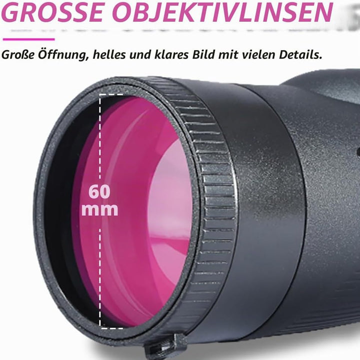 Monokular Teleskop 12-36X60 ED Zoom Monokulare Nachtsicht （24MM Okular + 60MM Objektivund）Wasserdich