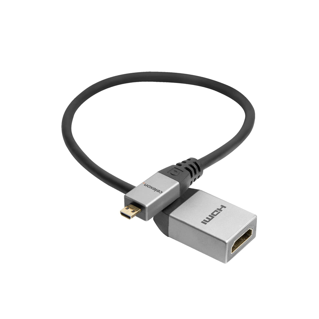 celexon Micro HDMI auf HDMI M/F Adapter mit Ethernet - 2.0a/b - 0,25cm - HDMI-D (Micro) auf HDMI-A -