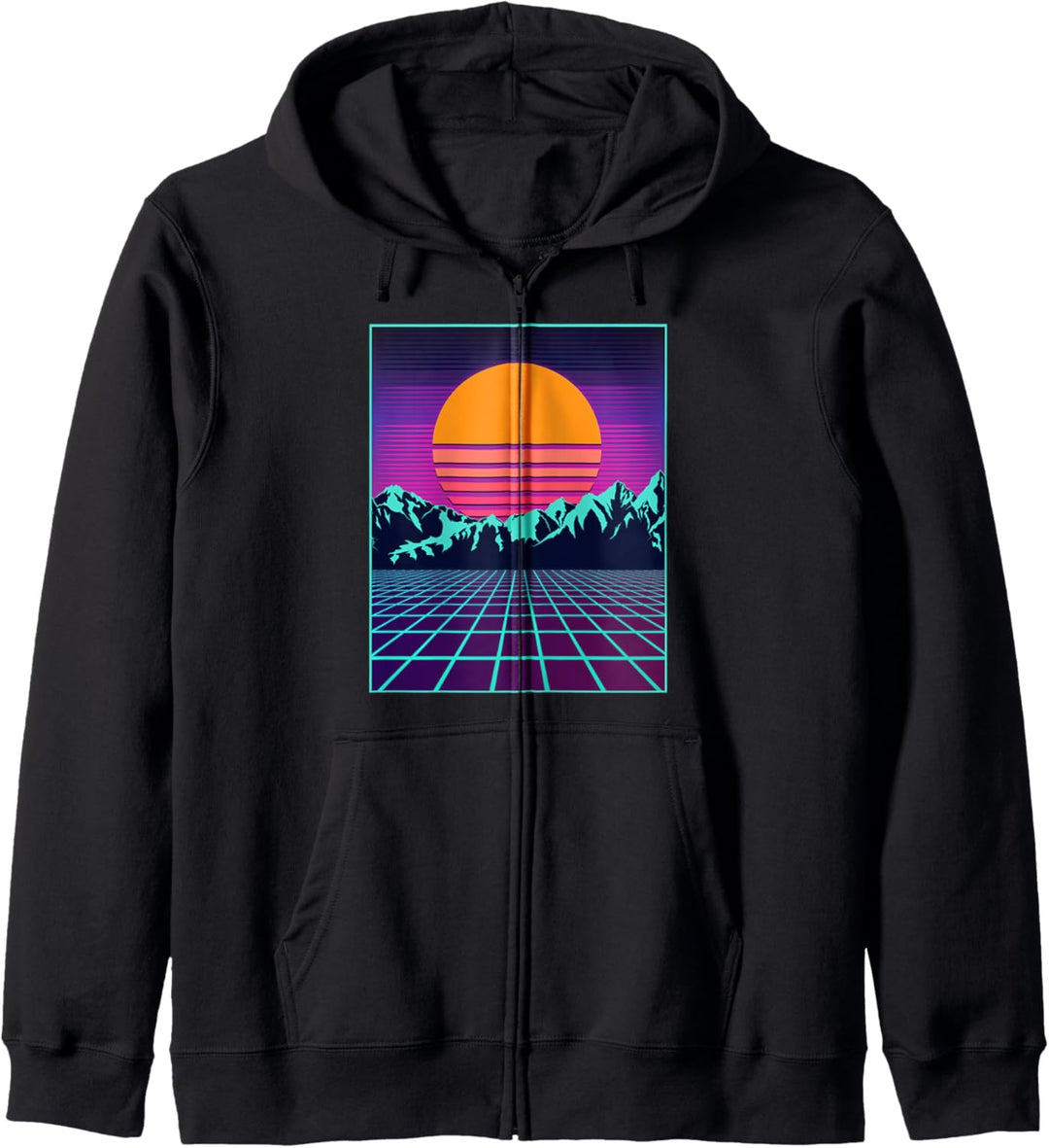 Retro 80er Jahre Aesthetic Vaporwave Outrun Style Sonne Kapuzenjacke