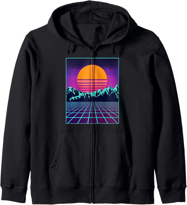 Retro 80er Jahre Aesthetic Vaporwave Outrun Style Sonne Kapuzenjacke