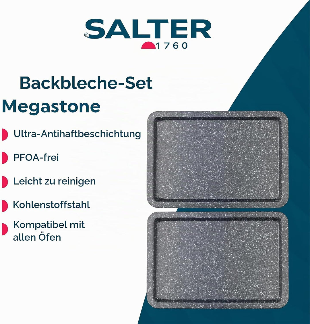 Salter COMBO-8261 Backblech-Set, 2 Stück, Antihaft-Kohlenstoffstahl, leicht zu reinigen, robust und