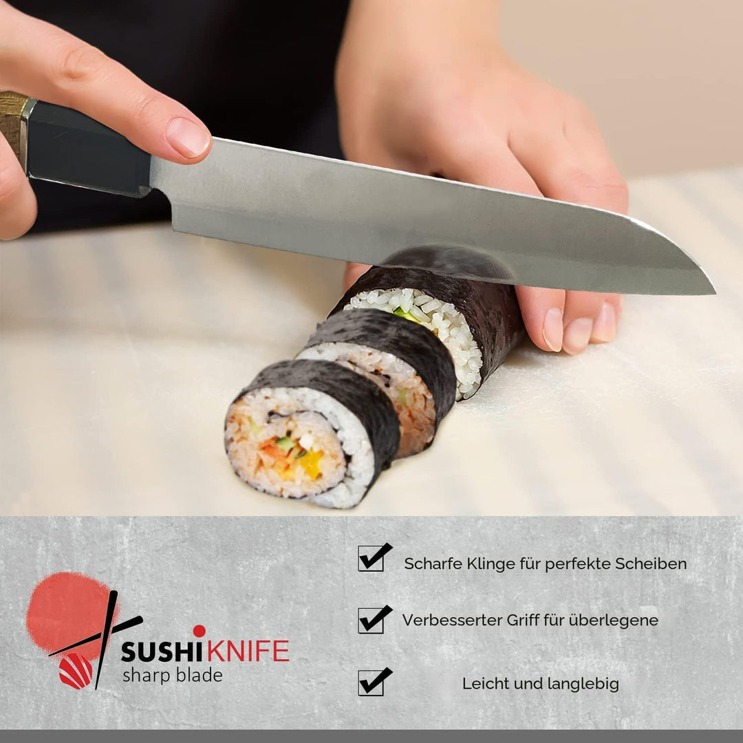 MLRYH Sushi Making Kit Sushi Maker 20 Stück DIY Set Bambusmatten,Essstäbchen, Avocadoschneider, Padd