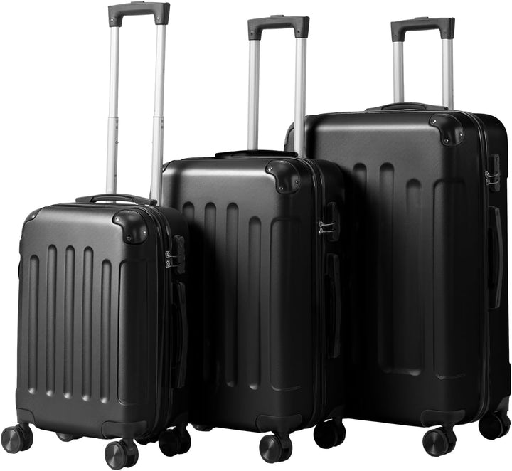 Bonnlo Kofferset 3 Teilig, Hartschale Koffer Set, Reisekoffer mit 4 Rollen, ABS-Trolley M-L-XL, mit