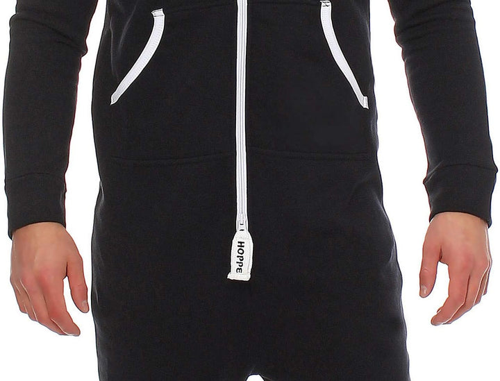 Gennadi Hoppe Herren Jumpsuit Onesie Jogger Einteiler Overall Slim Fit M Schwarz (Black), M Schwarz