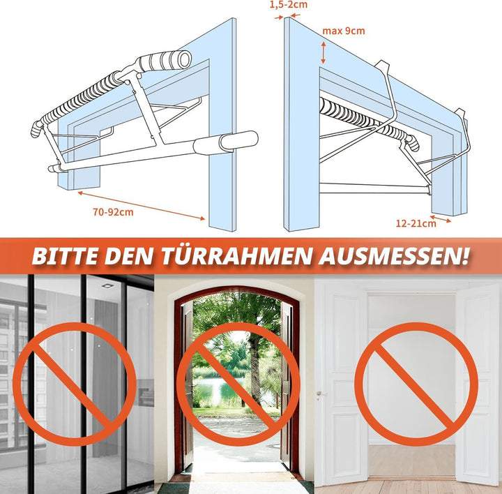 DH FitLife Klimmzugstange Türrahmen ohne Schrauben | Pull up bar Doorway | Türreck zum Krafttraining