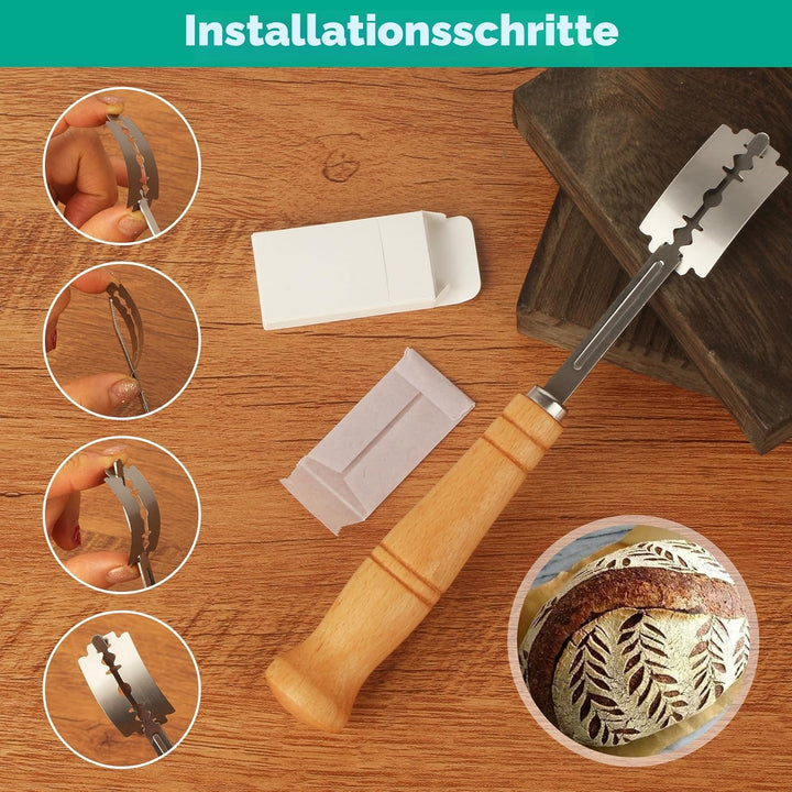 10-teilig Gärkorb Brot Set, 23cm Gärkörbchen zum Brotbacken, Sauerteig Starter Set, Einschliesslich