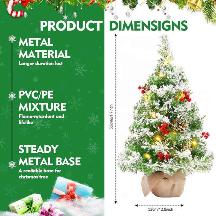Mini Weihnachtsbäume,Weihnachtsbaum künstlich mit Weihnachtsdeko und Led Lichterkette mit Beleuchtun