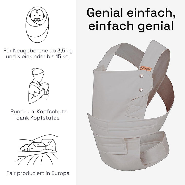 marsupi Babytrage und Neugeborenen-Trage, leichte und kompakte Babytrage mit stabilem Klettverschlus