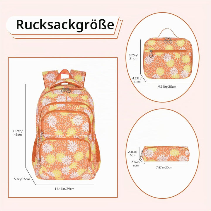 ZHIERNA Schulrucksack Mädchen Teenager Schule Rucksack Damen Schulranzen Kinder Schultasche mit Lunc