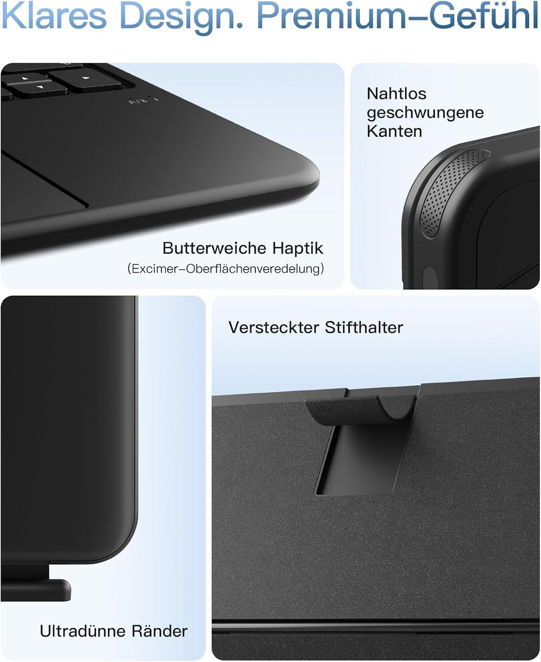 Inateck AceTouch Pro Hülle mit Tastatur für iPad 11 A16 2025 11 Zoll, iPad 10. Gen 2022 10,9 Zoll, 5