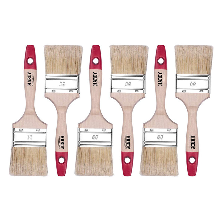 HARDY WORKING TOOLS Flachpinsel-Set 6-teilig, 6 Stück – 60 mm Breite, Malerpinsel Set mit Holzgriff,