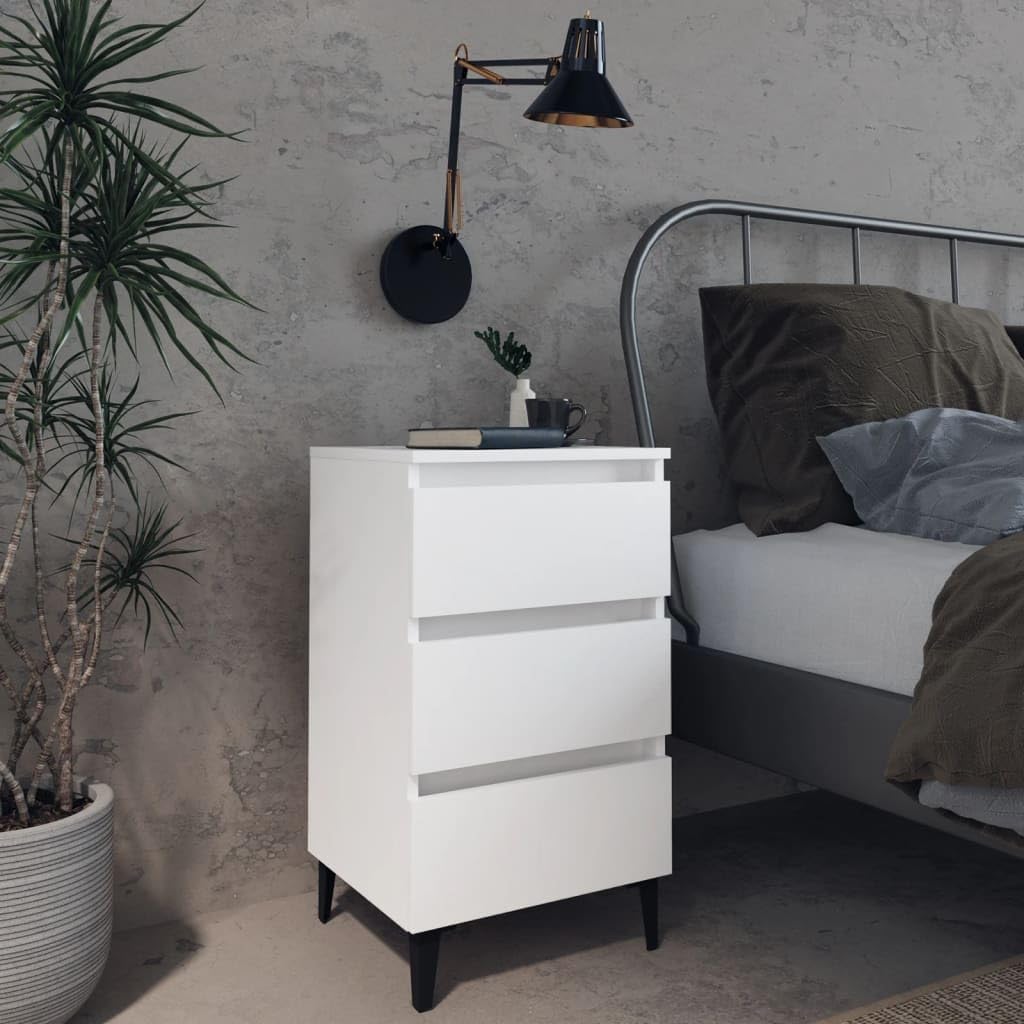 vidaXL Nachttisch mit Metallbeinen 3 Schubladen Nachtschrank Nachtkonsole Nachtkommode Schlafzimmer