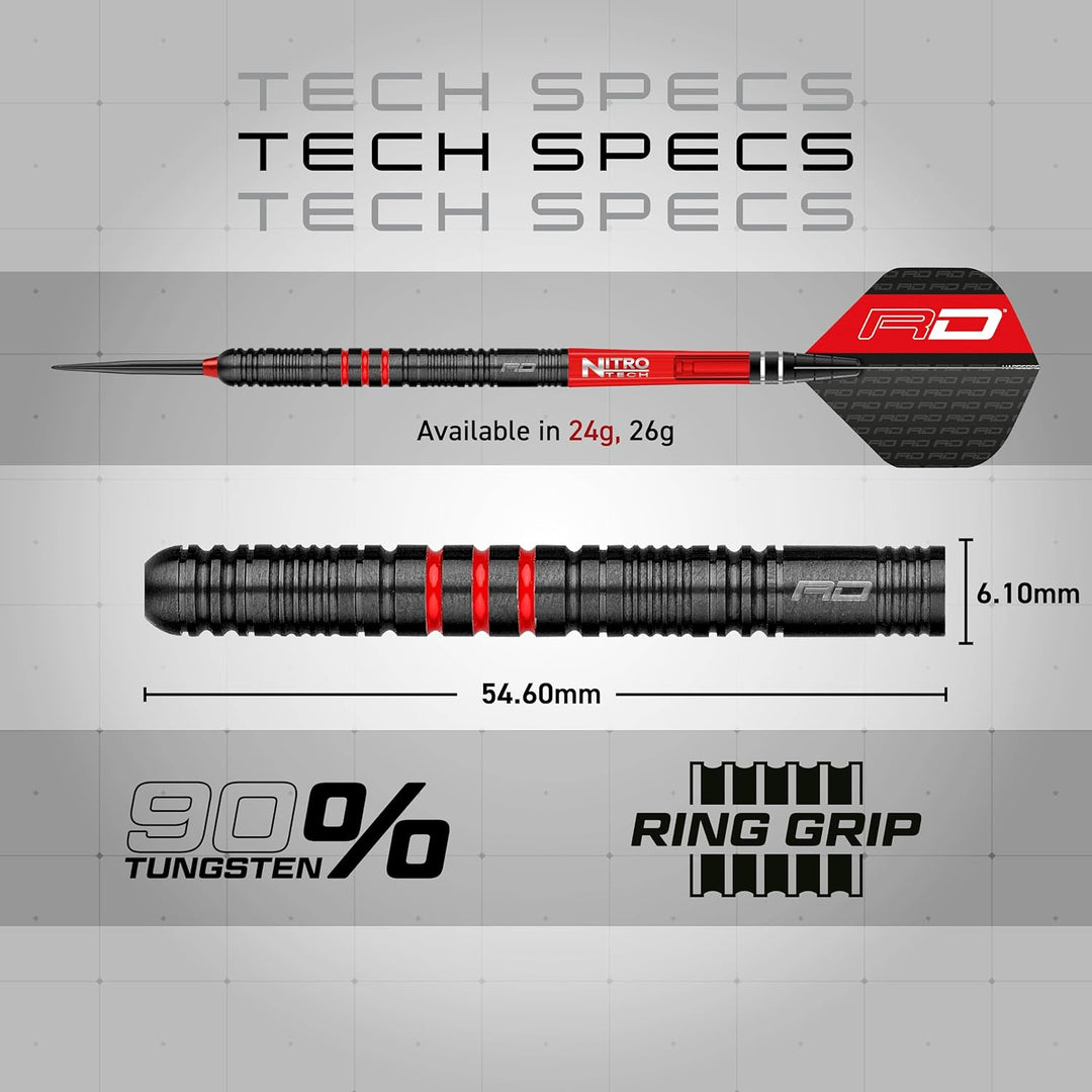 RED DRAGON Milano RS 21g, 22g, 23g, 24g oder 26g Tungsten Darts mit Flights und Schäfte 24.0 Gramm,