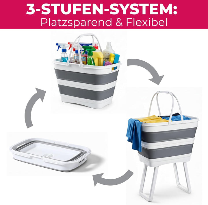 Faltbare Multifunktions-Waschwanne mit Ablauf – 26 L, wasserdicht & platzsparend – Wäschekorb faltba