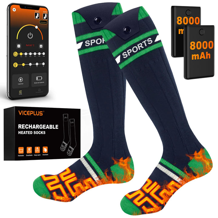 Beheizbare Socken Beheizte Socken,Heizsocken Skisocken 8000 mAh Wiederaufladbare Warme Socken Fusswä