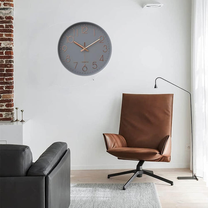 HZDHCLH 30cm Gross Wanduhr lautlos ohne Ticken für Zuhause, Küche, Büro und Schule (Aschgold), Aschg