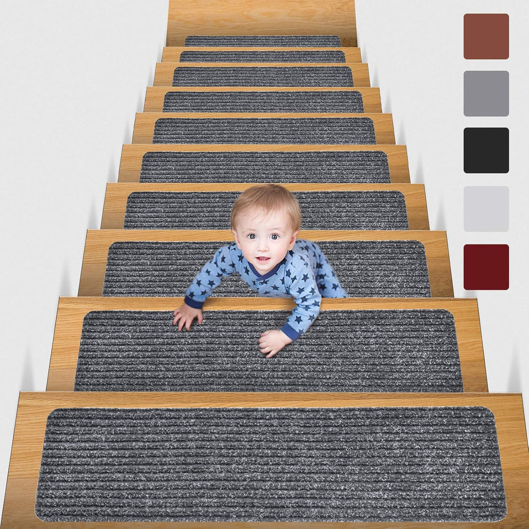 MBIGM 15er Set Stufenmatten 20 cm X 65 cm Treppenteppich Selbstklebend Sicherheit Stufenteppich für