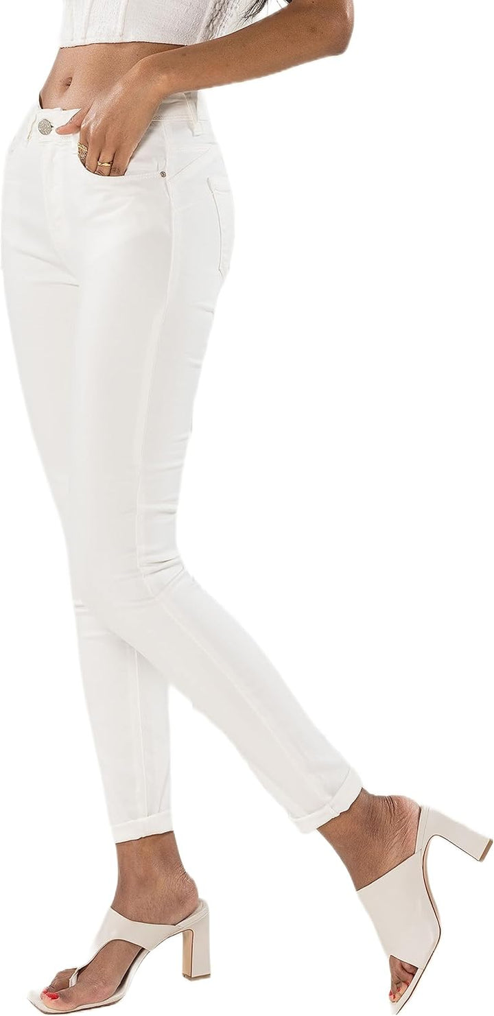 Nina Carter P106 Damen Jeanshosen Slim Fit Push-Up Skinny Jeans Mid-High Waist XS Slim Elfenbein (P1