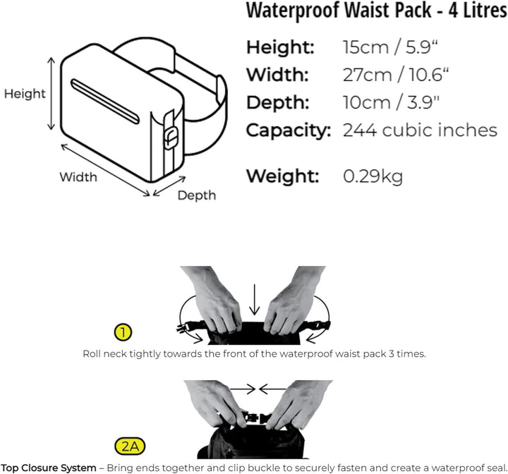 Overboard wasserdichte Hüfttasche Light 4 Liter Gelb OB1164Y