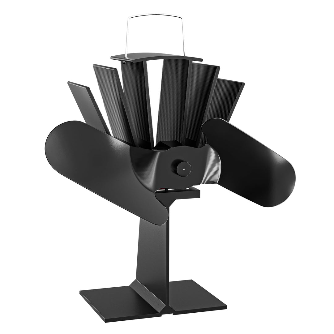 Wiltec Kaminofenventilator mit 2 Blättern 70 bis 350°C, Ofenventilator ohne Strom, Kaminventilator f