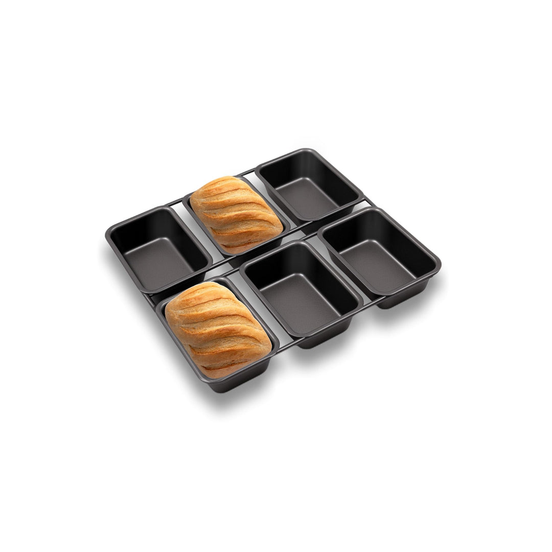 Mini-Kastenformen mit 6 Vertiefungen, antihaftbeschichtete quadratische Brotbackform, Brownie-Backbl