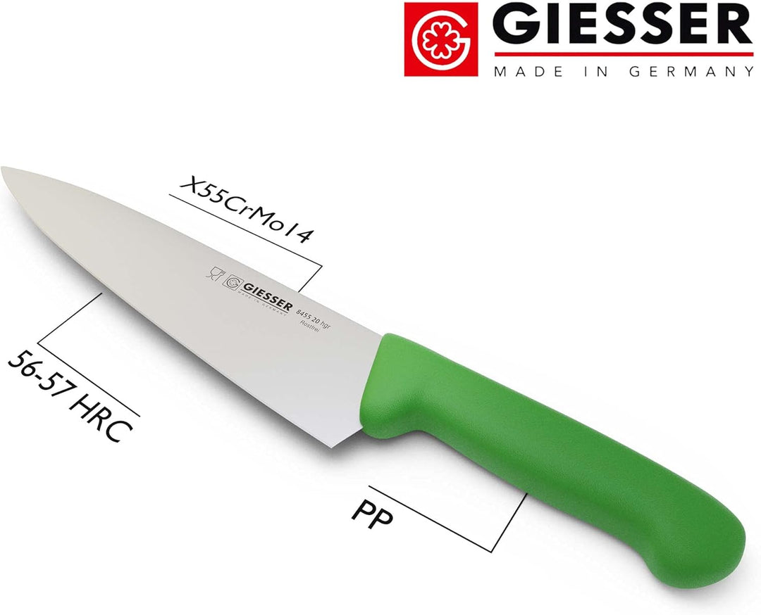Giesser seit 1776 - Made in Germany - Kochmesser 20 cm Veggie, grün, nachhaltiger Griff, rutschfest,