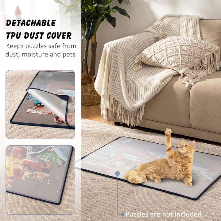 Tektalk Puzzle Board mit 6 Sortierschalen, tragbare Puzzlematte mit transparenter wasserdichter & st