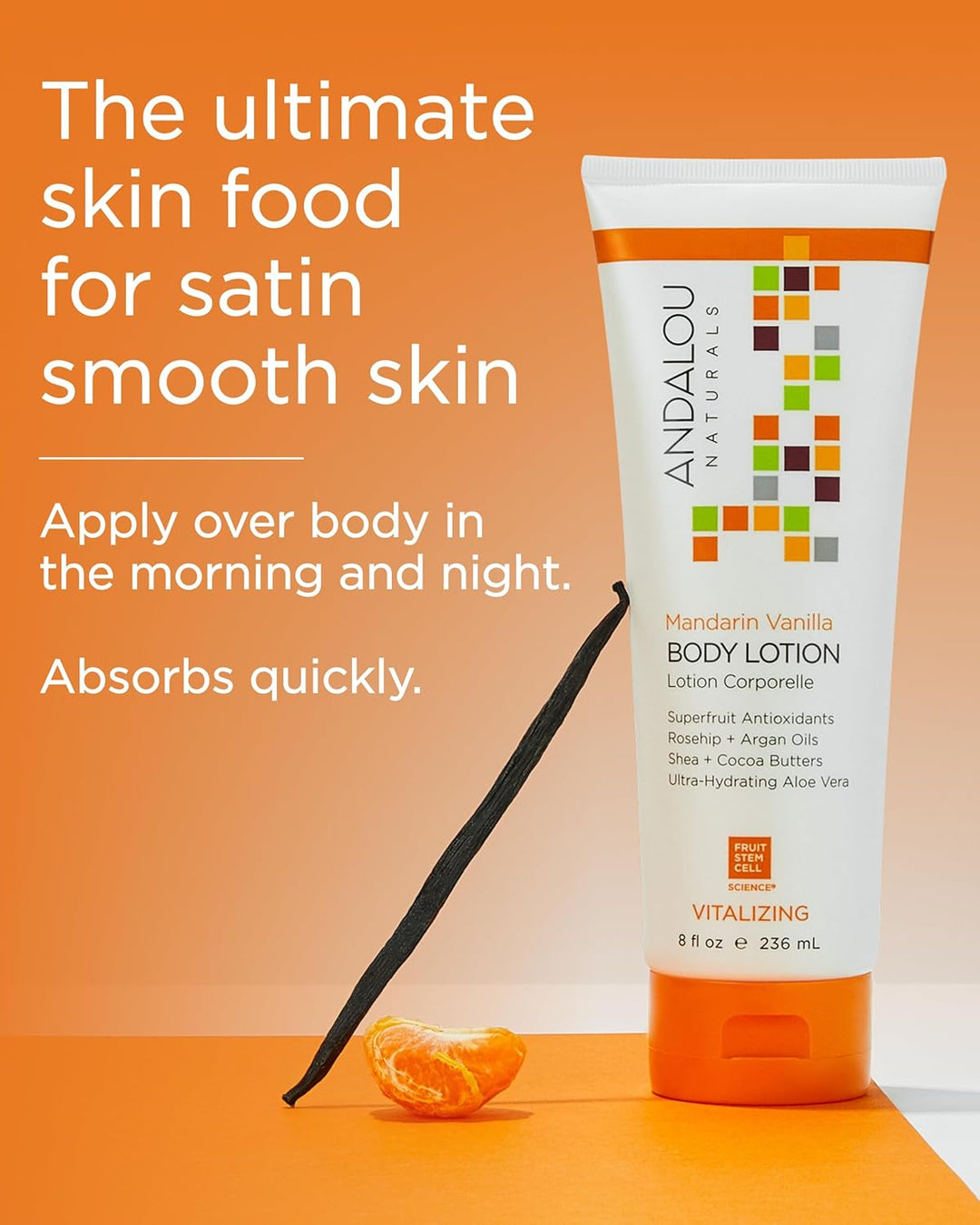 Andalou Naturals Mandarin Vanilla Vitalizing Body Lotion, 8 Ounce