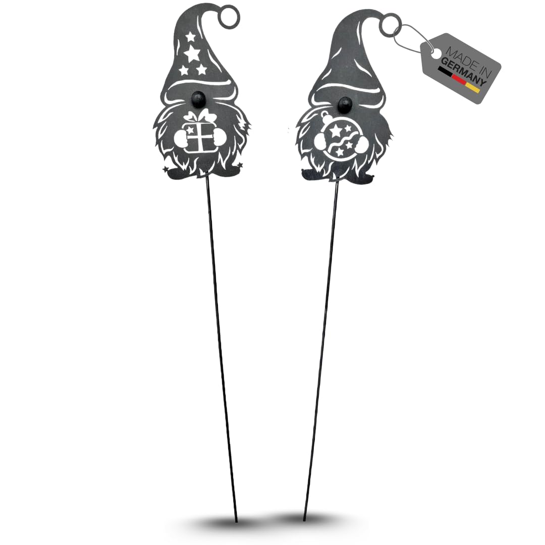 Terma Stahldesign Set Winterzwerg grau 120cm zweier Made in Germany Gartenstecker Outdoor rost deko