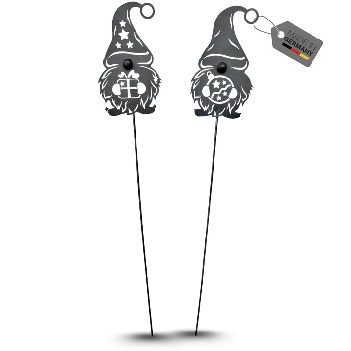 Terma Stahldesign Set Winterzwerg grau 120cm zweier Made in Germany Gartenstecker Outdoor rost deko