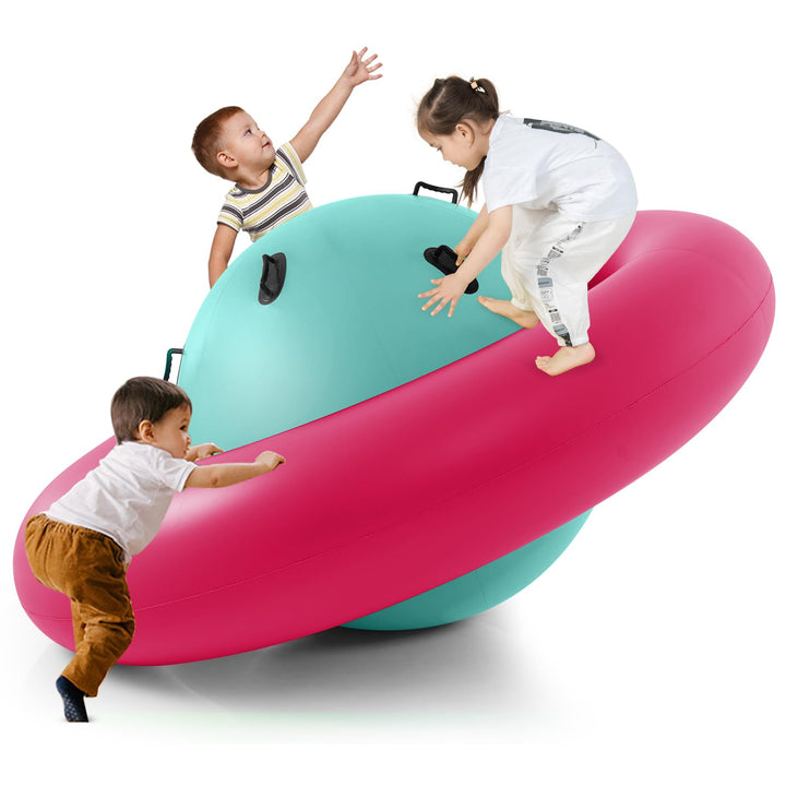 COSTWAY Aufblasbare Kuppelwippe für Kinder, 223 cm grosse Kinderwippe zum Rollen, Neigen, Klettern &