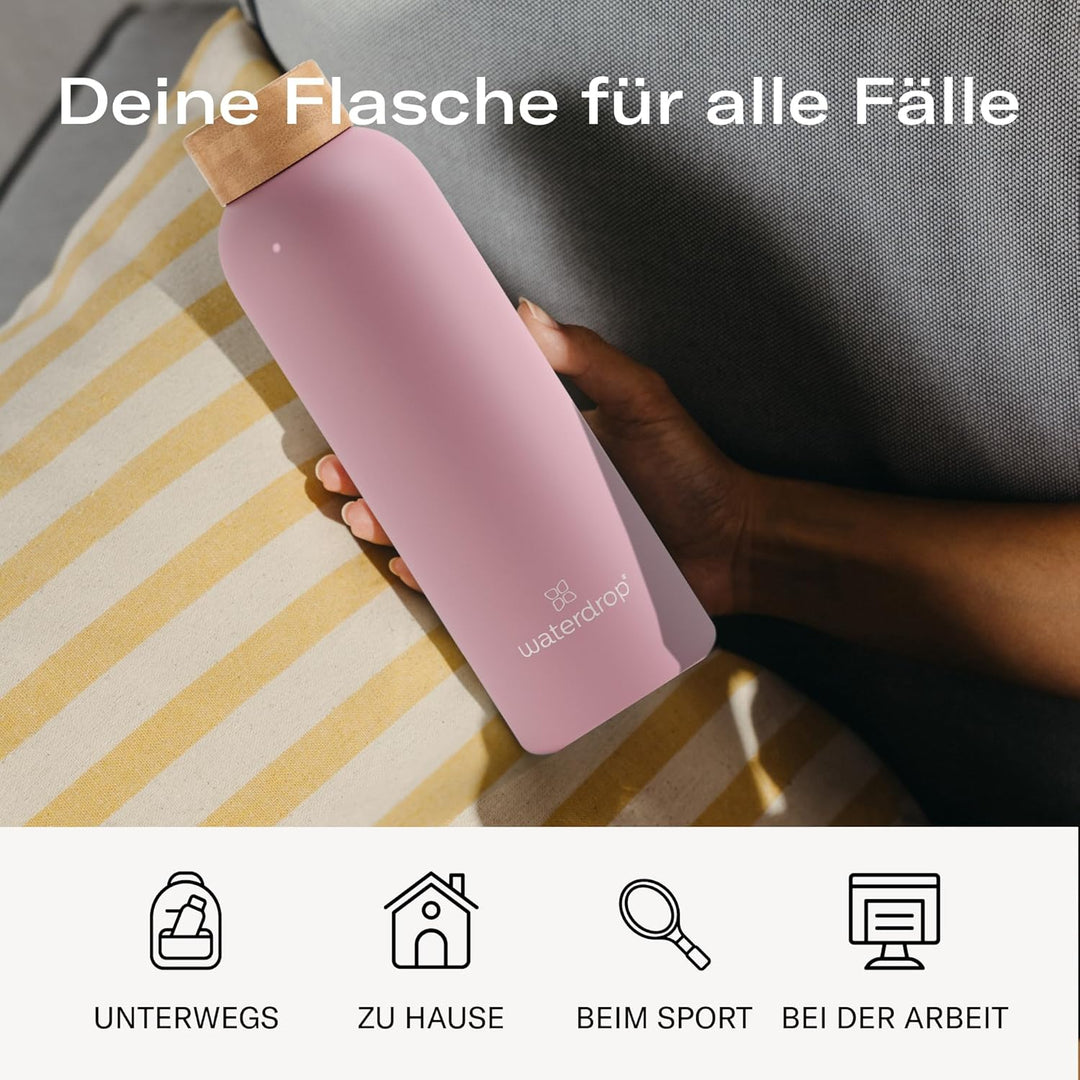 waterdrop® Edelstahl Trinkflasche 600ml - auslaufsichere Trinkflasche Kohlensäure geeignet & BPA fre