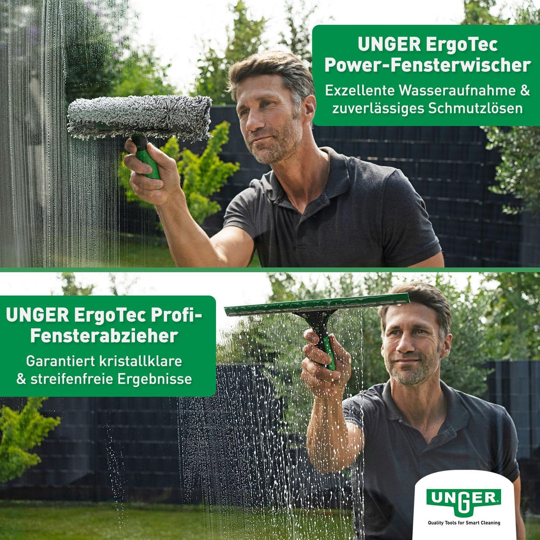 Unger Fenster Reinigungs-Set (Fensterwischer, Trägerteil, Mikrofaser-Bezug, Eimer 18 L, Breite 35 cm