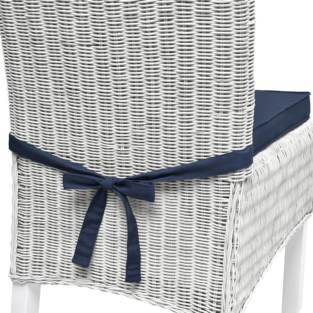 Beautissu Loft SK Stuhlkissen 45x40 cm Blau - 4er Set Stuhlpolster mit Bändern Sitzkissen für Stühle